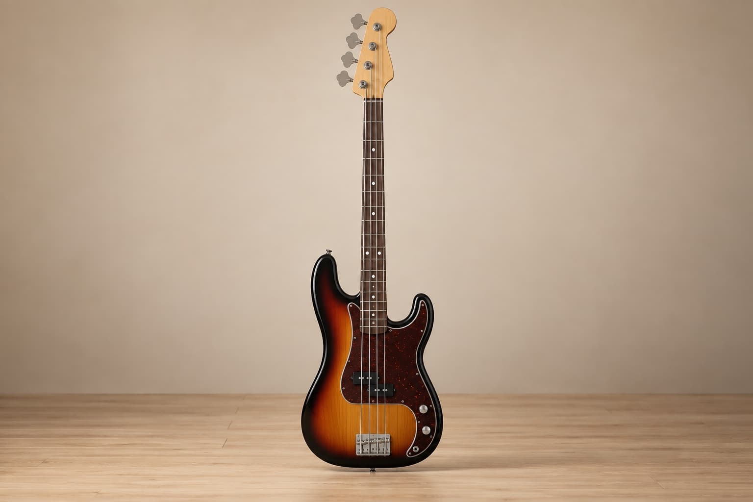 Complete classic double-cut four-string electric bass guitar